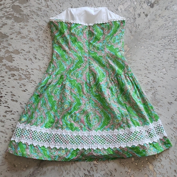 Lilly Pulitzer Jordan Strapless Dress Chomp Chomp Fit & Flare Sz2 - Picture 7 of 9